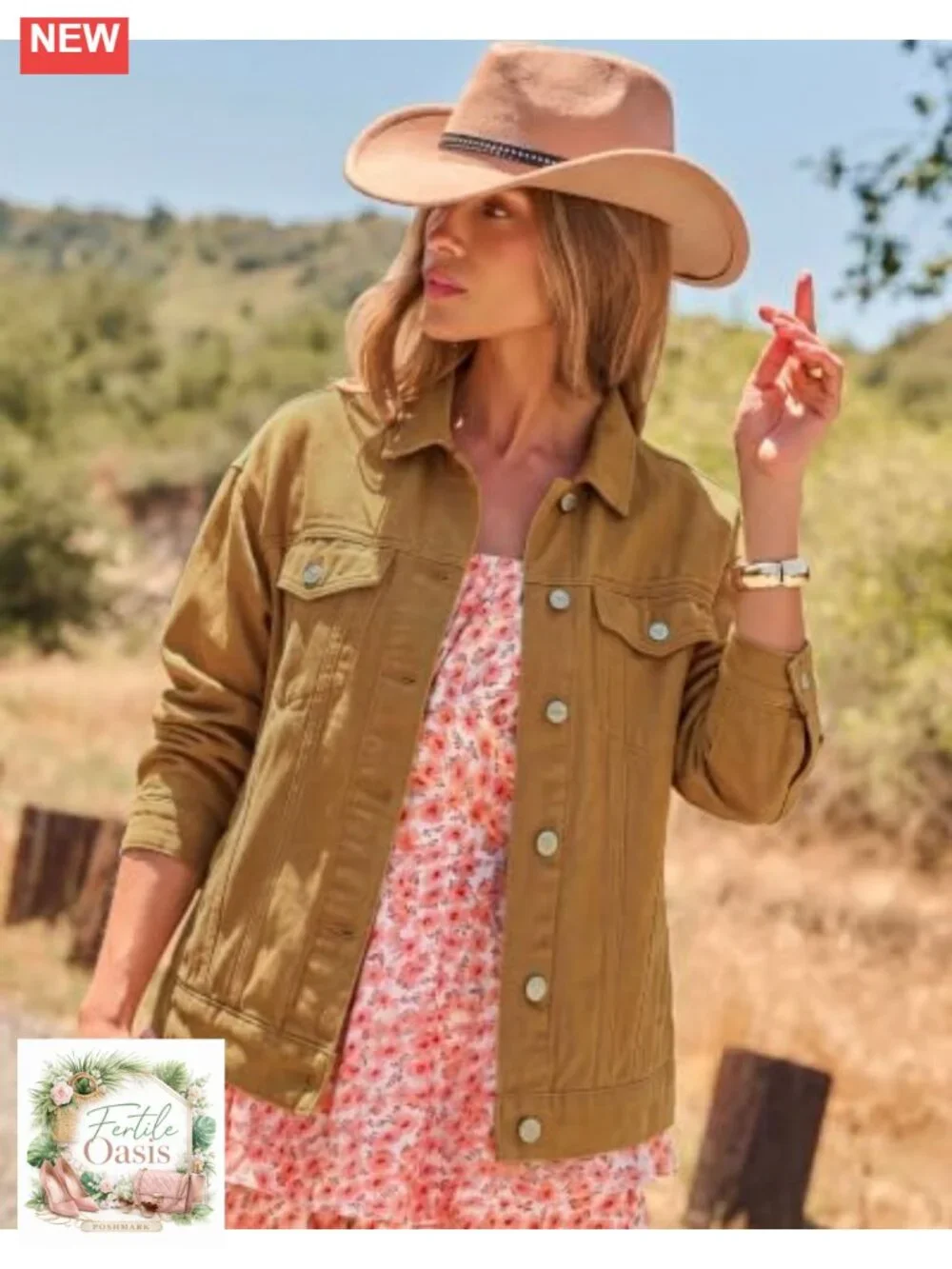 Oversized Women's Denim Jacket - Long Sleeve Button Down Trucker Jacket